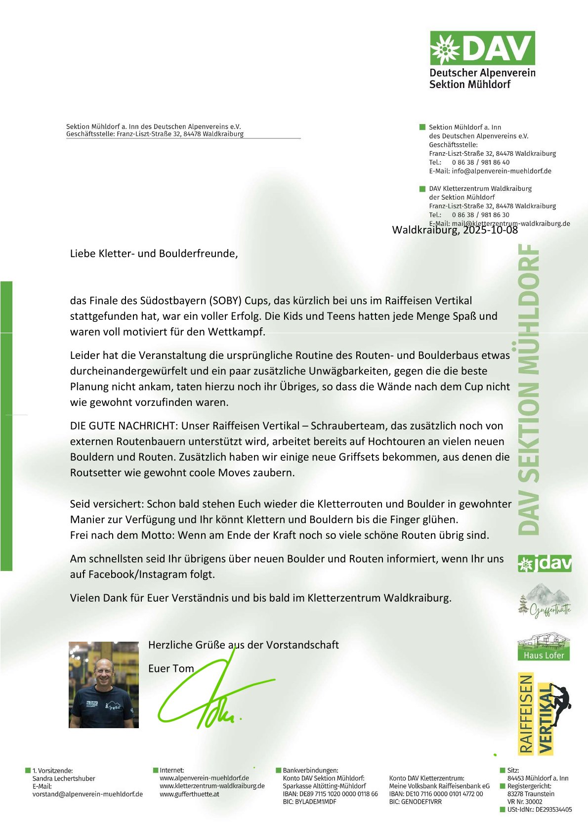 Liebe Kletter und Boulderfreunde,....